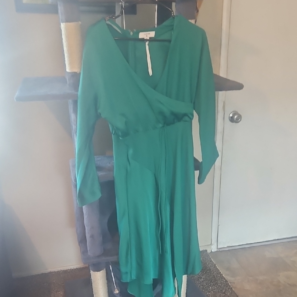 Elegant Green Wrap Dress